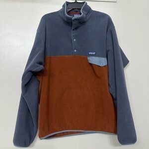Patagonia SynchillaTwo-Tone Fleece Pullover in Blue and Brown